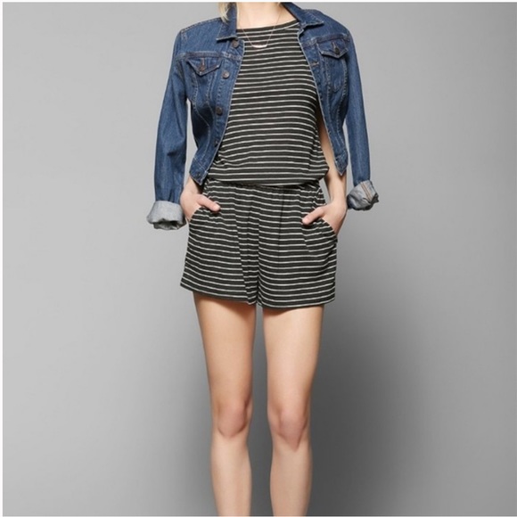 BDG Pants - UO // Striped Romper in Charcoal